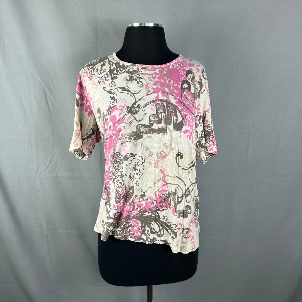 Gerry Weber Edition T Shirt Womens Multicolor Scrollwork Graphic Everyday Wear